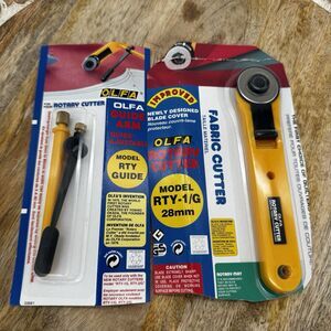 OLFA Rotary Fabric Cutter RTY-1G & Guide-Arm RTY-GUIDE Crafting Tool New Read